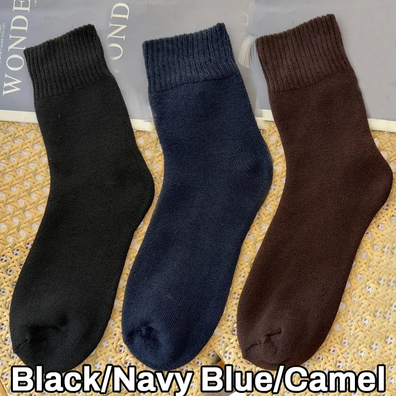 1/3Pairs Super Thick Warm Socks Soft Men High Tube Long Socks Solid Color Sock Against Cold Snow Comfortable Winter Essentials - Colouronova