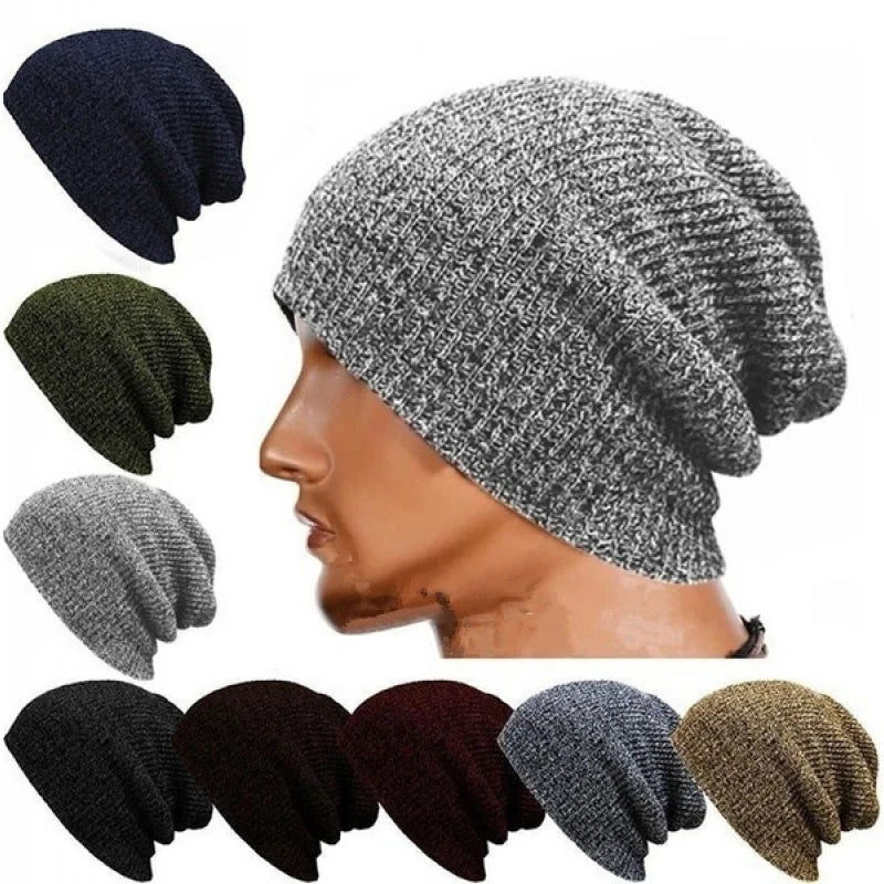 Winter Casual Cotton Knit Hat Men Baggy Beanie Hat Crochet Outdoor Ski Cap Street Dance Mask Skullies Toucas Gorros - Colouronova