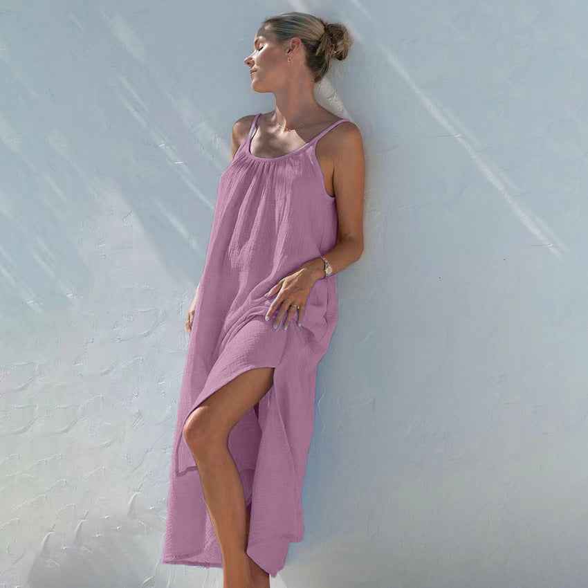Womens Cotton Sling Nightdress Long Dress