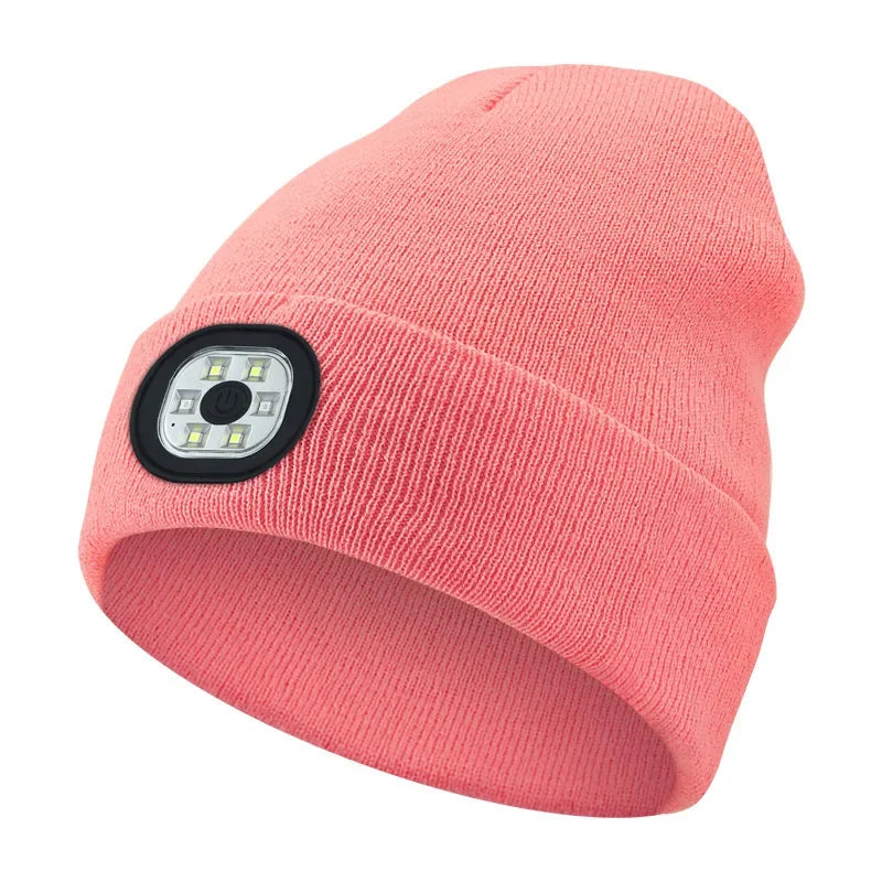LED Light Up Beanie Hat USB Rechargeable for Adults Winter Warm Headlight Cap Night Fishing Gear - Colouronova