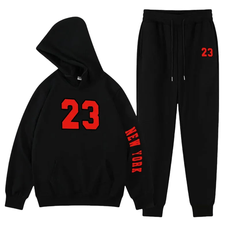 Tracksuit Sets Men's Casual Fleece Warm Hoodies Pants 2PCS Mens Long Sleeve Sport Suit Male Pullover Hoodies Sports Clothing - Colouronova