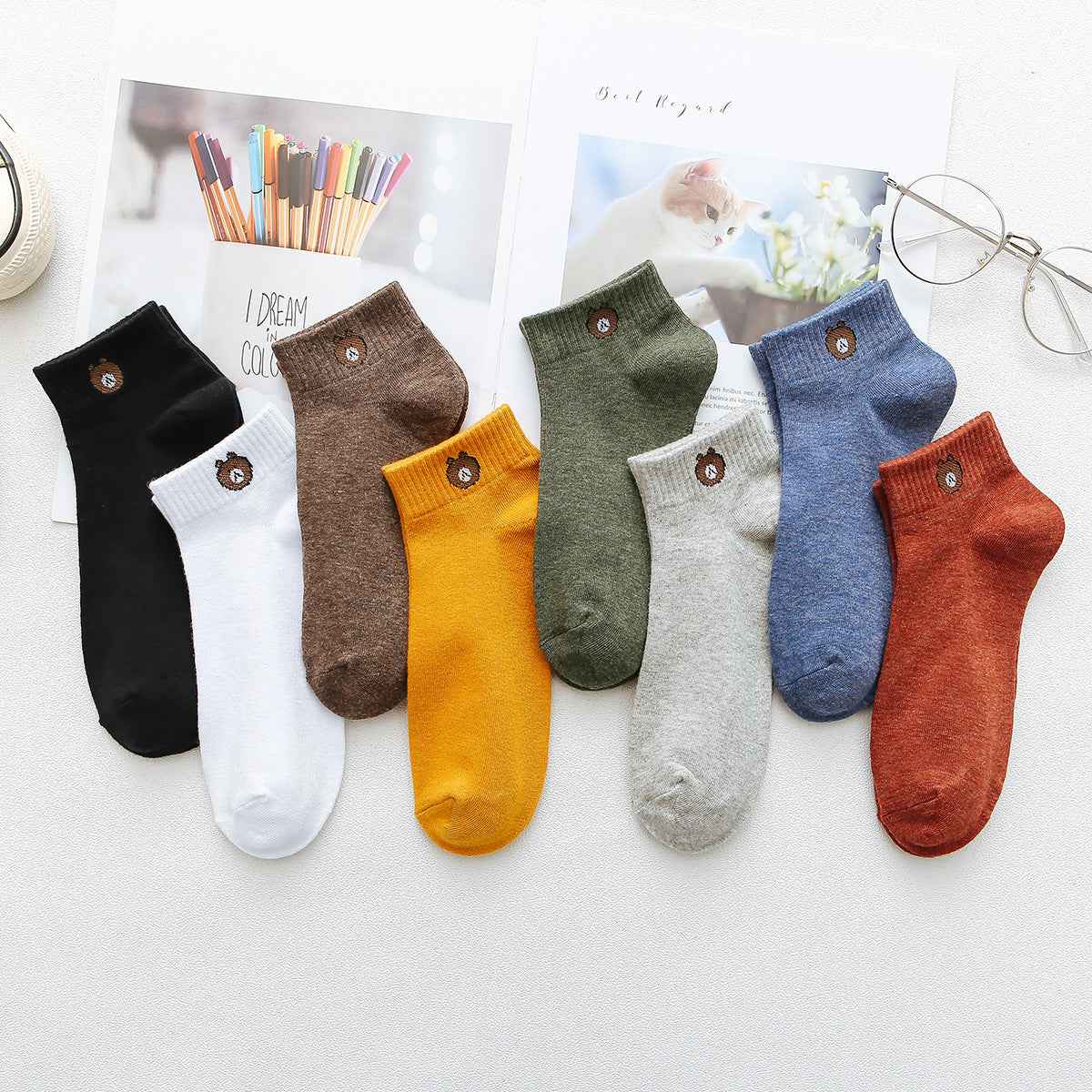 Boat socks bear ankle socks