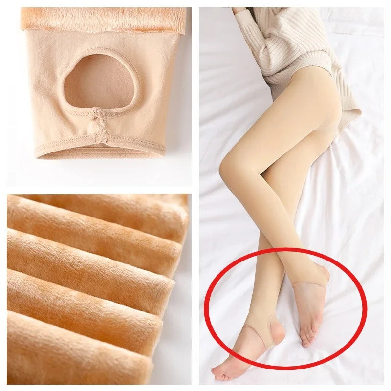 Autumn Thin Velvet Leggings Women Warm Thermal Underwear Bottoms Female Stockings High Waist Seamless Soft Legging Pants Winter - Colouronova