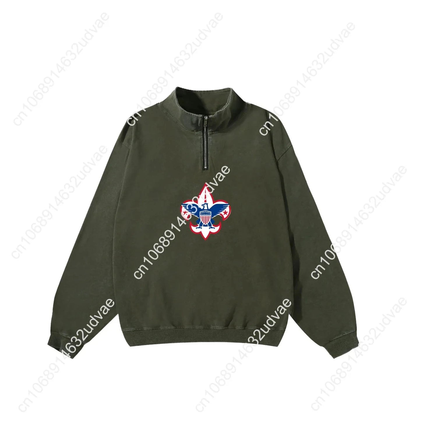 Scouts of America Retro Sweatshirt Man Woman Teenager Vintage Pullover Half Zipper Sweat Shirt Photo Custom Long Sleeved Tshirt Colouronova