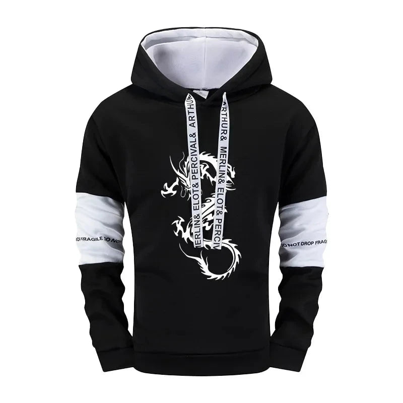 Chinese Dragon Printed Men's Tracksuit Hooded Sweatshirt Sweatpants Fall Winter Daily Casual Sporty Jogger Set Hoodie Sportswear Colouronova