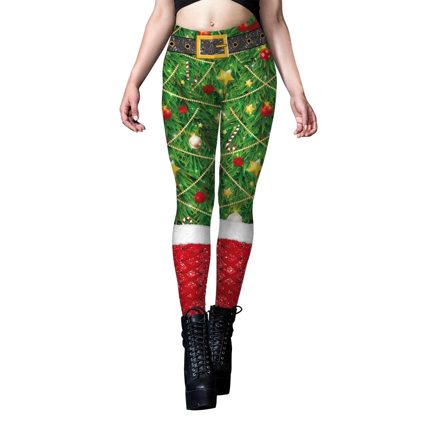 Phantasy Vintage Women Christmas Leggings Autumn Winter Women Xmas Pants Sexy Tights Trousers Festival Party Carnival Leggings Colouronova