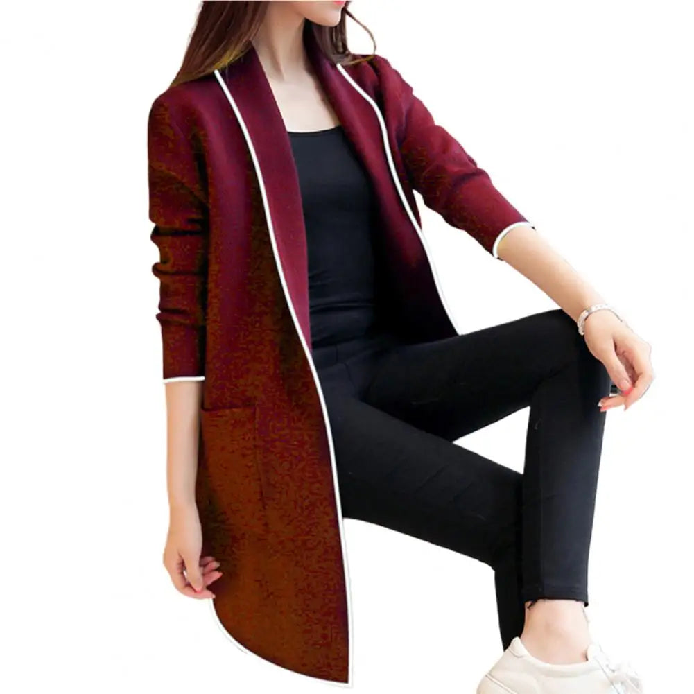 Women Lapel Casual Solid Color Coats Long Sleeve Loose Cardigan Warm Long Fleece Sweater Jackets for women chaquetas - Colouronova
