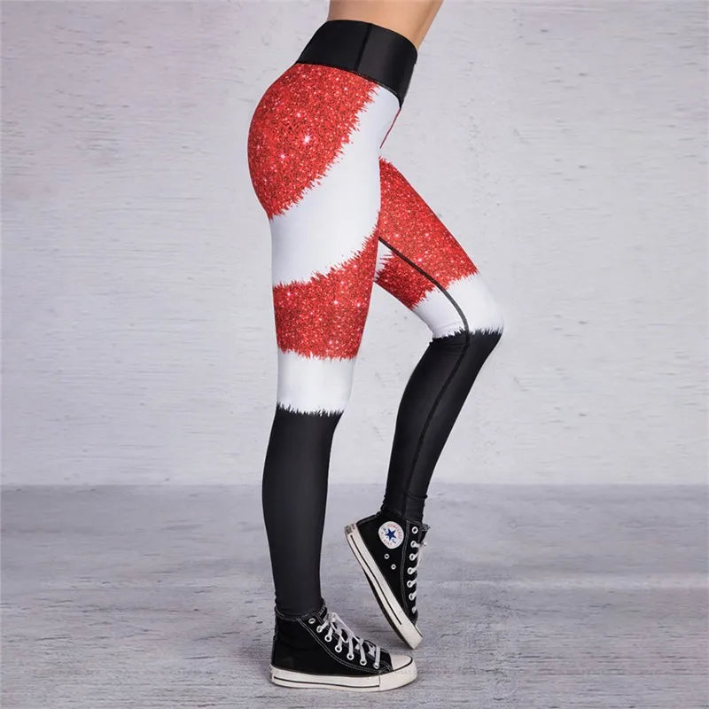 High Waist Fashion Leggings Women Fitness Running Yoga Leggings Christmas printed LeggingsPants Gym Tight Leggings - Colouronova