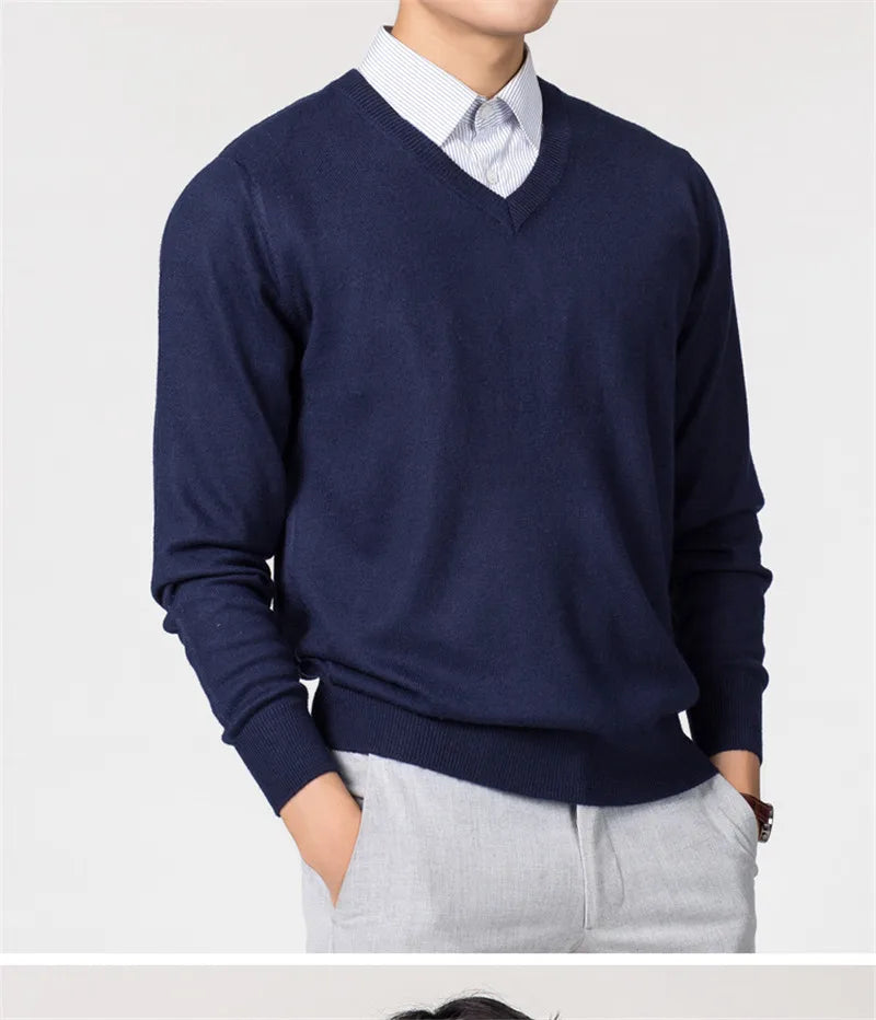 Men's Sweaters V-neck Pullovers Cashmere Knitting Hot Sale Spring Women Sweaters Wool Knitwear High Quality Jumpers Clothes - Colouronova