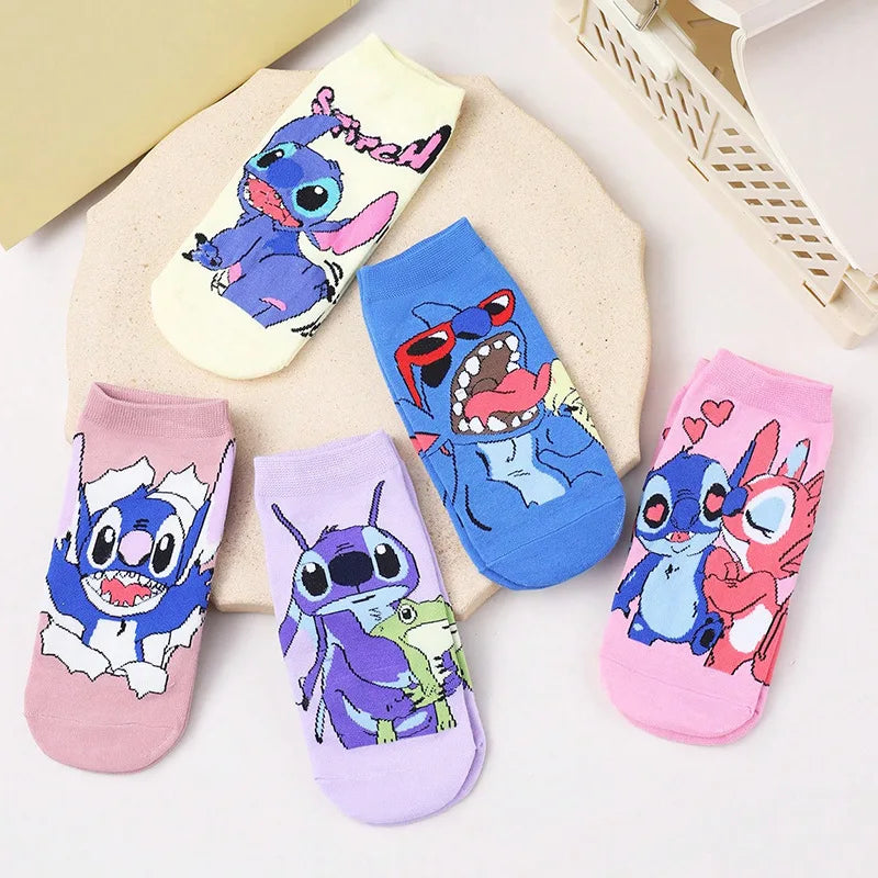 Disney Stitch Children's Short Socks Anime Men Women Short Socks Cute Casual Breathable Shallow Mouth Ship Socks Birthday Gift - Colouronova