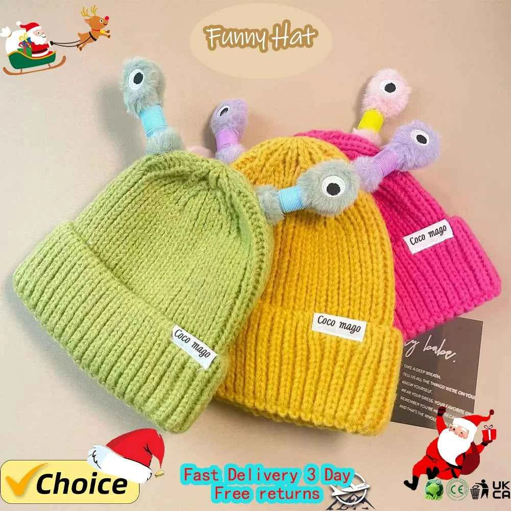 Parent Child Cute Glowing Little Knit Hat Funny Cold Weather Warm Weather Gear for Men Winter Hats for Women with Ear Christmas