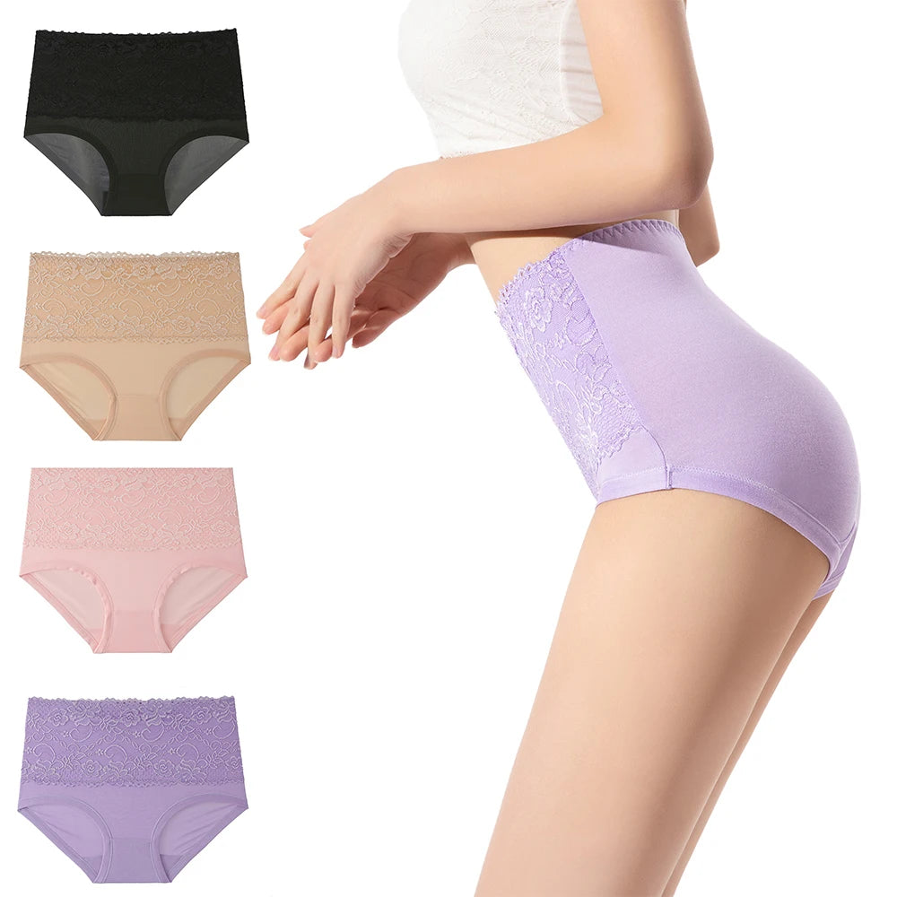 Briefs Women Panties No Trace Plus Size Wide Women Abdomen Breathable Brief Briefs Comfortable High Waist Pants - Colouronova