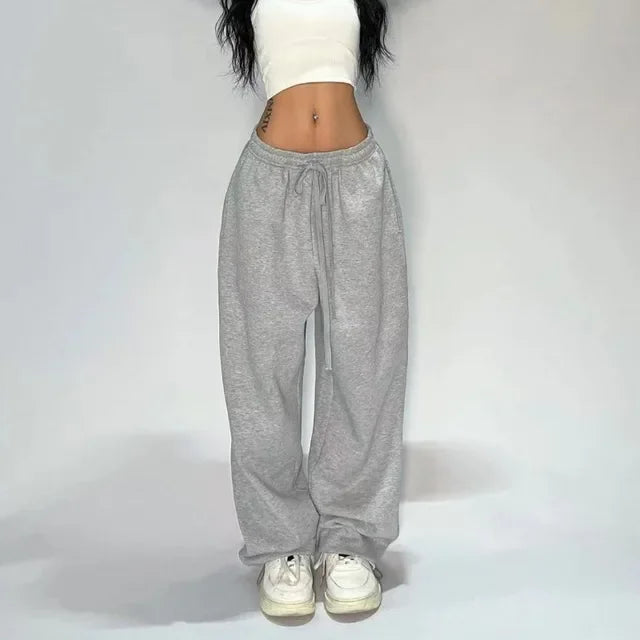 Casual Gray Sweatpants Women Wide Leg Black Joggers Classic Baggy Streetwear Female Oversized Sports Trousers - Colouronova