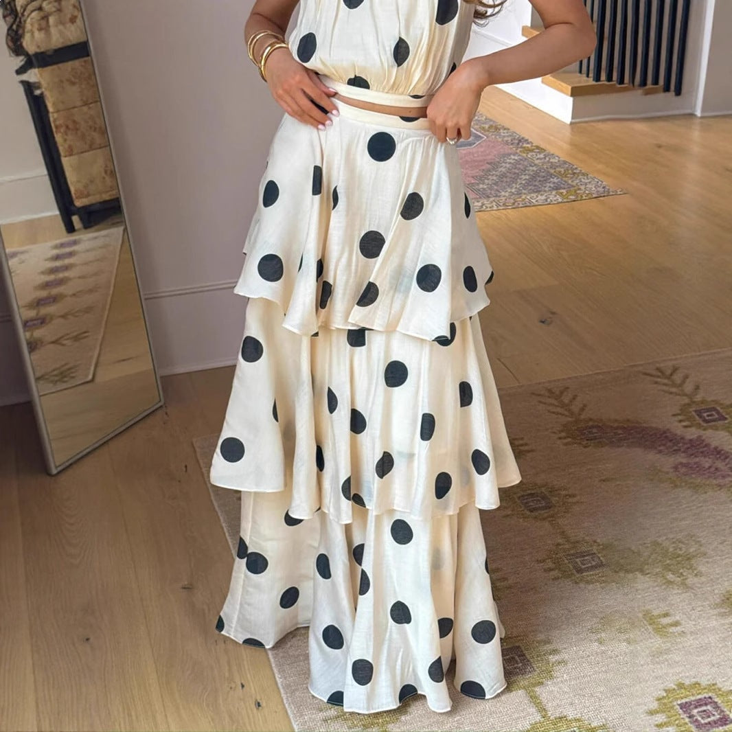Polka Dot Halter Neck Dress Colouronova