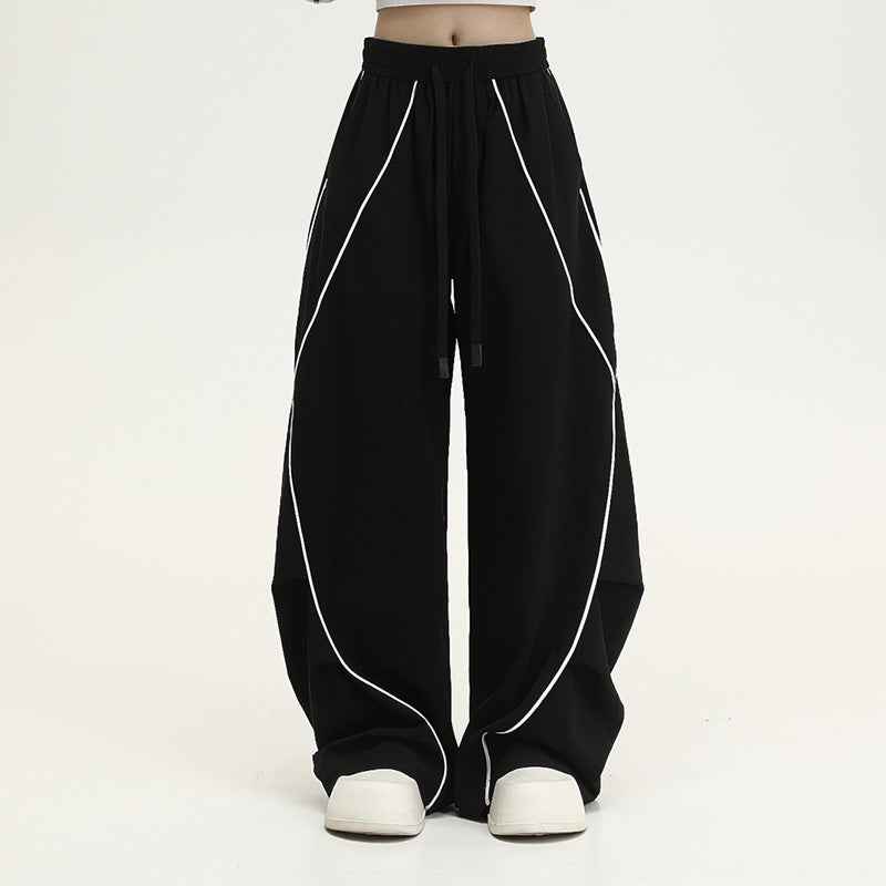 American-style patchwork wide-leg pants