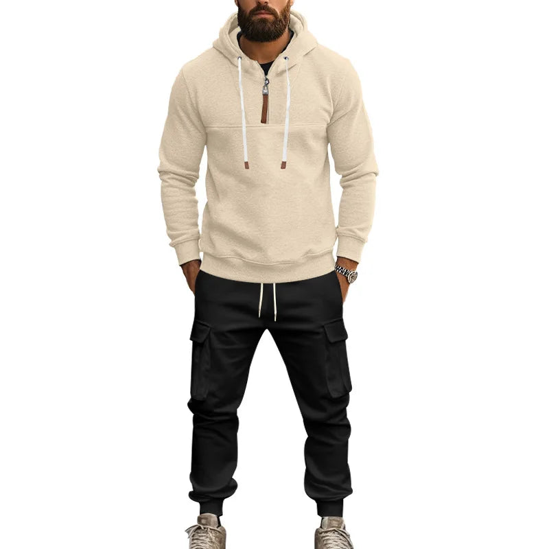 Men's Loose Hoodie Set with Thickened Casual Jacket and Long Pants for Autumn and Winter ensembles de sport deportes - Colouronova