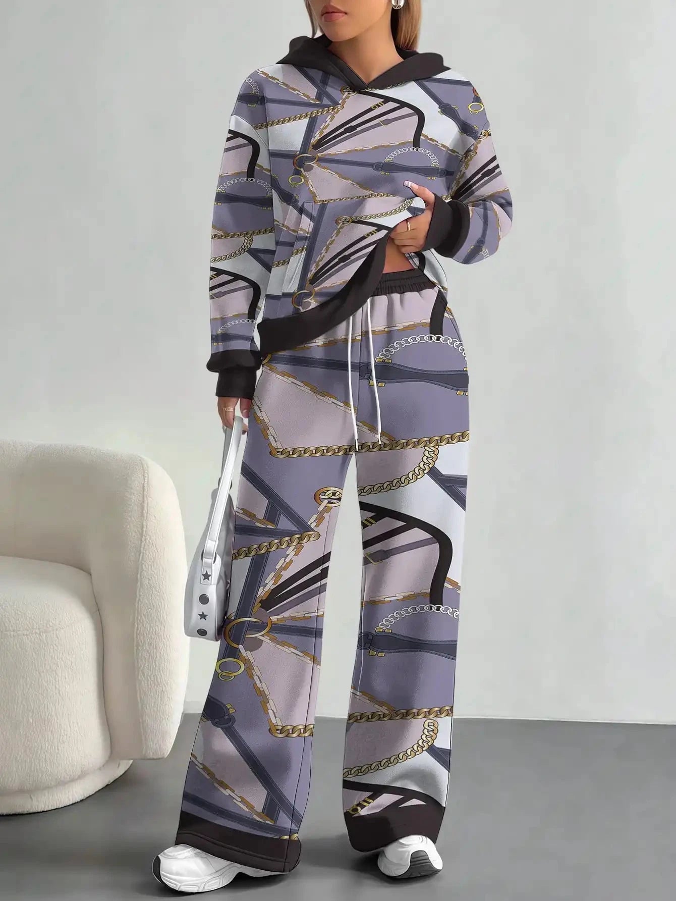 Foreign trade flame splicing printing new hot style 2025 new pink gradient fashion casual European and American women's suit Colouronova