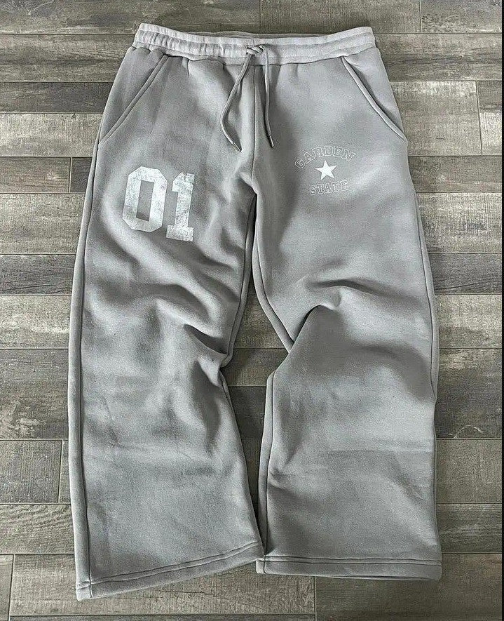 Letter Print Elastic Waist Sweatpants Colouronova