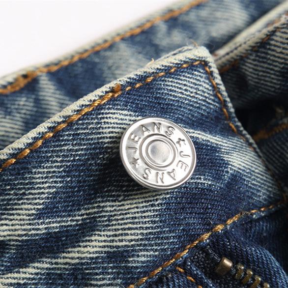 Letter-stitched denim pants Colouronova