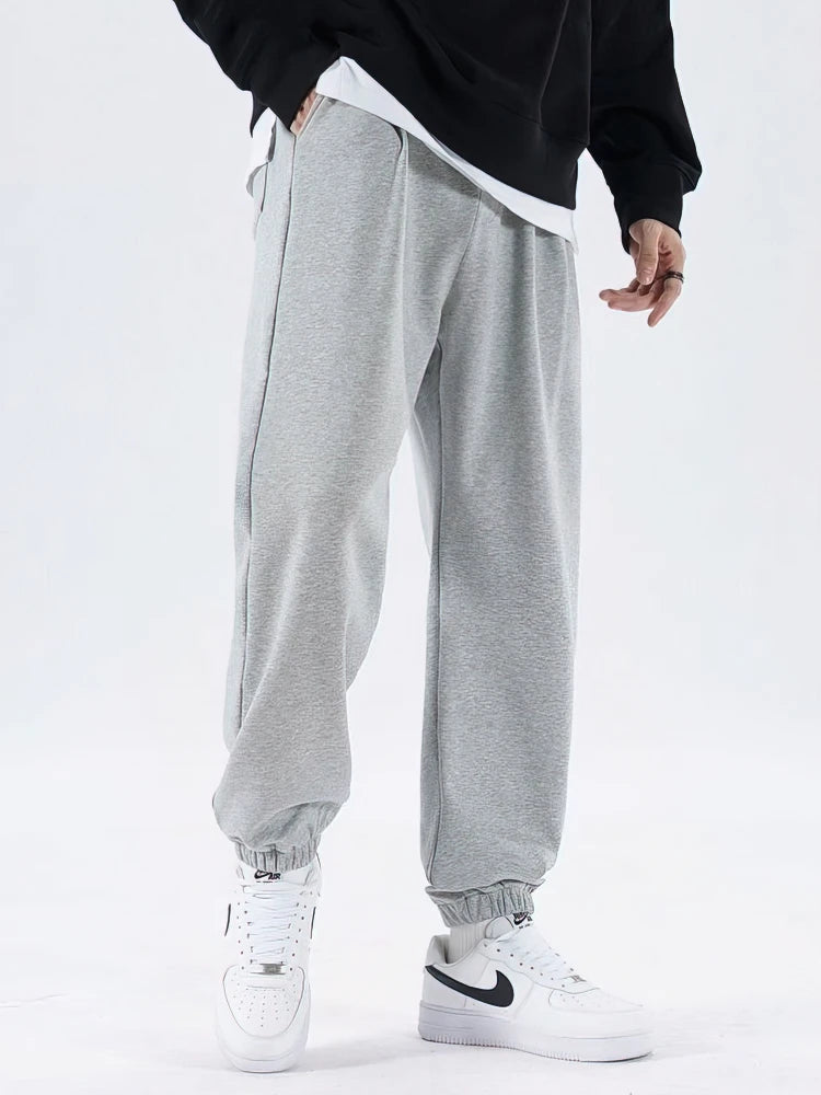 Fall Winter Fleece Thick Sweatpants Men Casual Gray Black Warm Jogger Pants Spring Baggy Wide leg Sport Thermal  Trousers - Colouronova