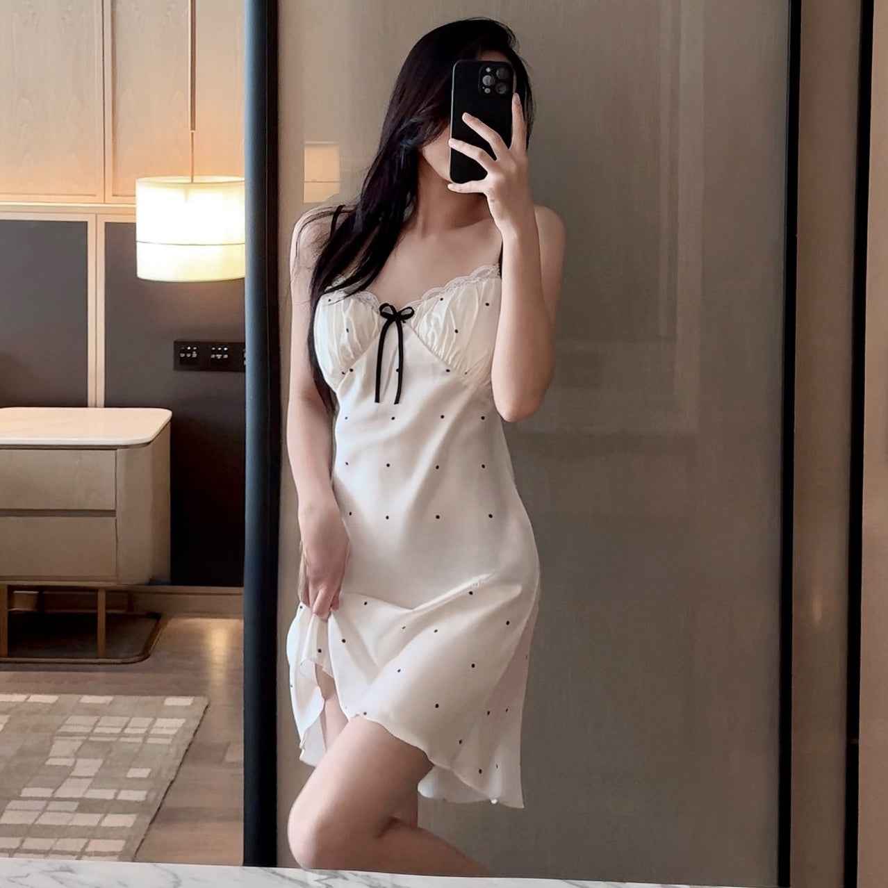 Suspender Nightgown with Breast Pad