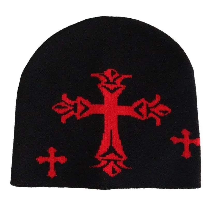 652F Y2K Knit Beanie Hat for Women Men Stretchy Jacquard Hat Handmade Crochet Bonnet Hat Kpop Dancing Hat Skull Cap - Colouronova