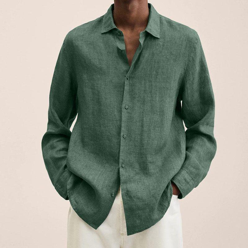 Loose Button Cotton and Linen Cardigan Shirt Men Colouronova