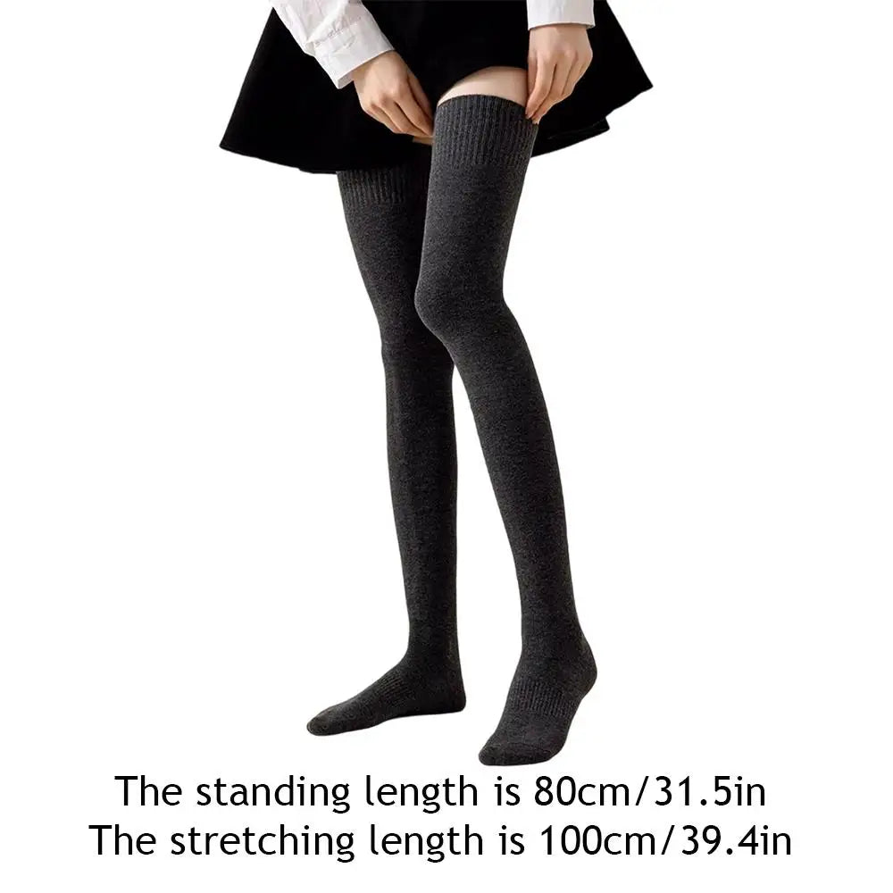 Autumn Winter Women Silk Stockings Skinny Casual Cotton Over Knee-High Fluffy Female Long Knee Sock Solid Color High Tube Socks - Colouronova