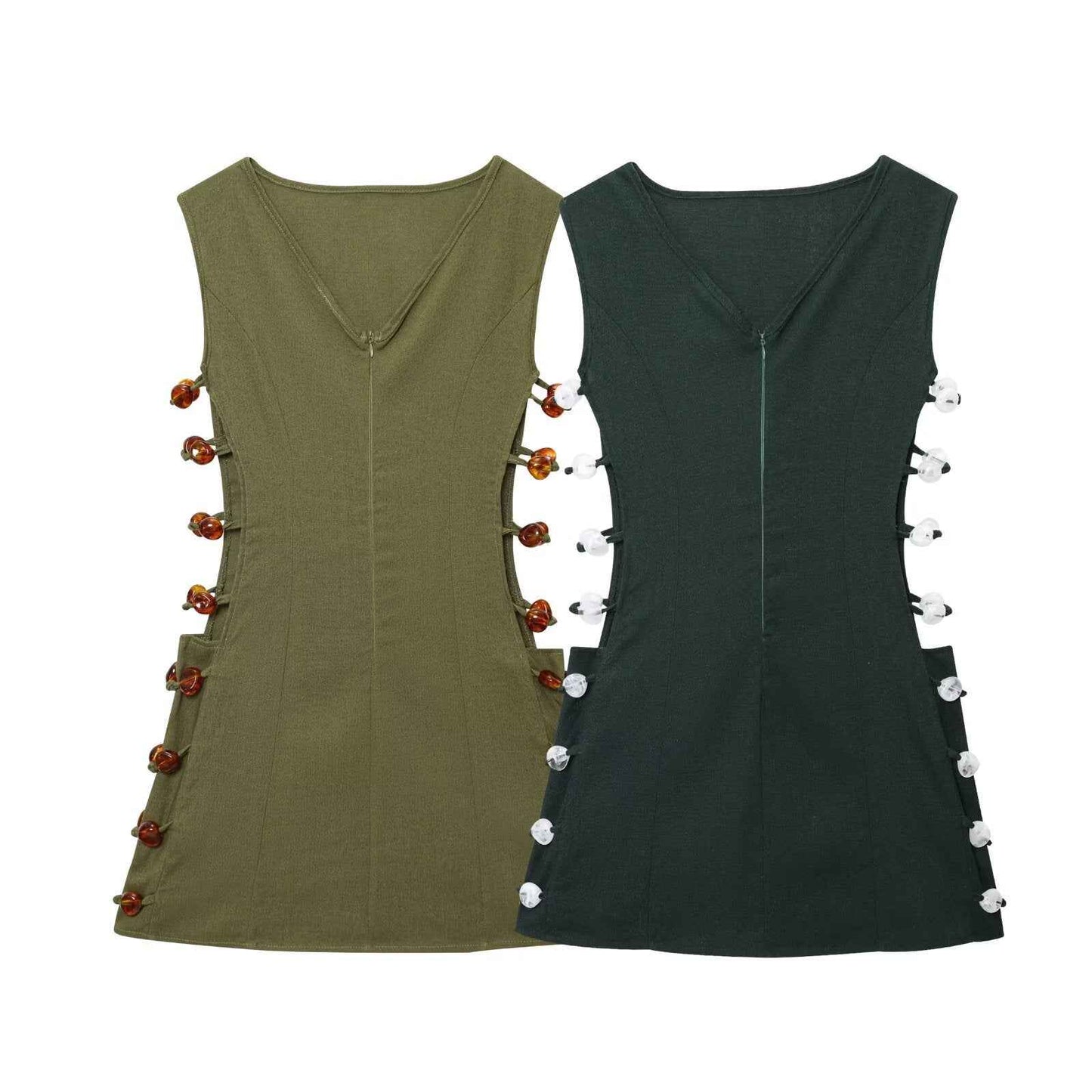 Womens Hollow Out Cotton Linen Dress