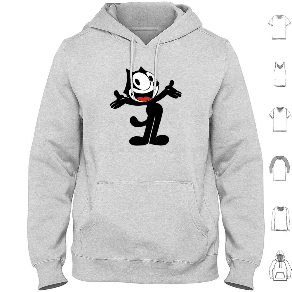 Hoodie Cotton Long Sleeve Vintage Cartoon Animation Kitty Black Cat Vintage Cartoon Cartoon Funny Funny Black Cat Felix Cat Colouronova