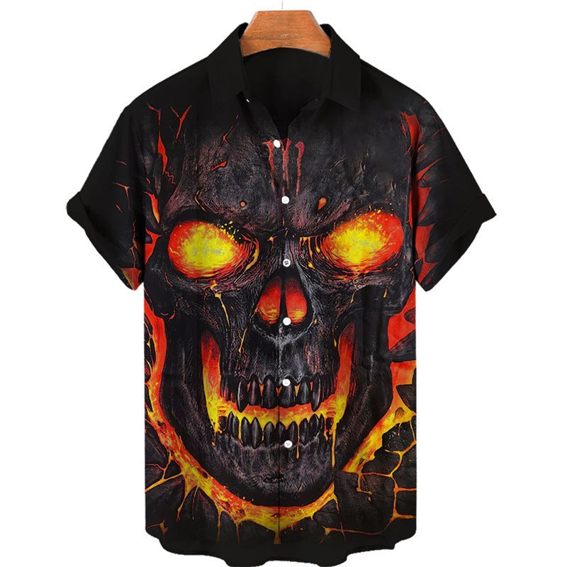 Print Skull Hawaiian Shirt Colouronova