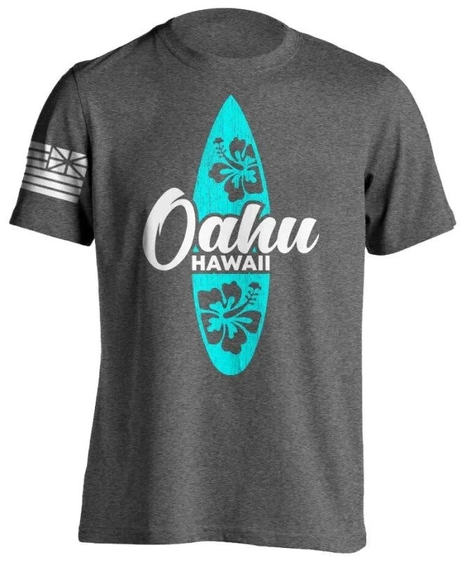 Men's Cotton Shirt OAHU HAWAII SURFING Distressed TShirt Unisex Surf Board Beach Tee Tops Summer Fashion Casual Short Sleeves Colouronova