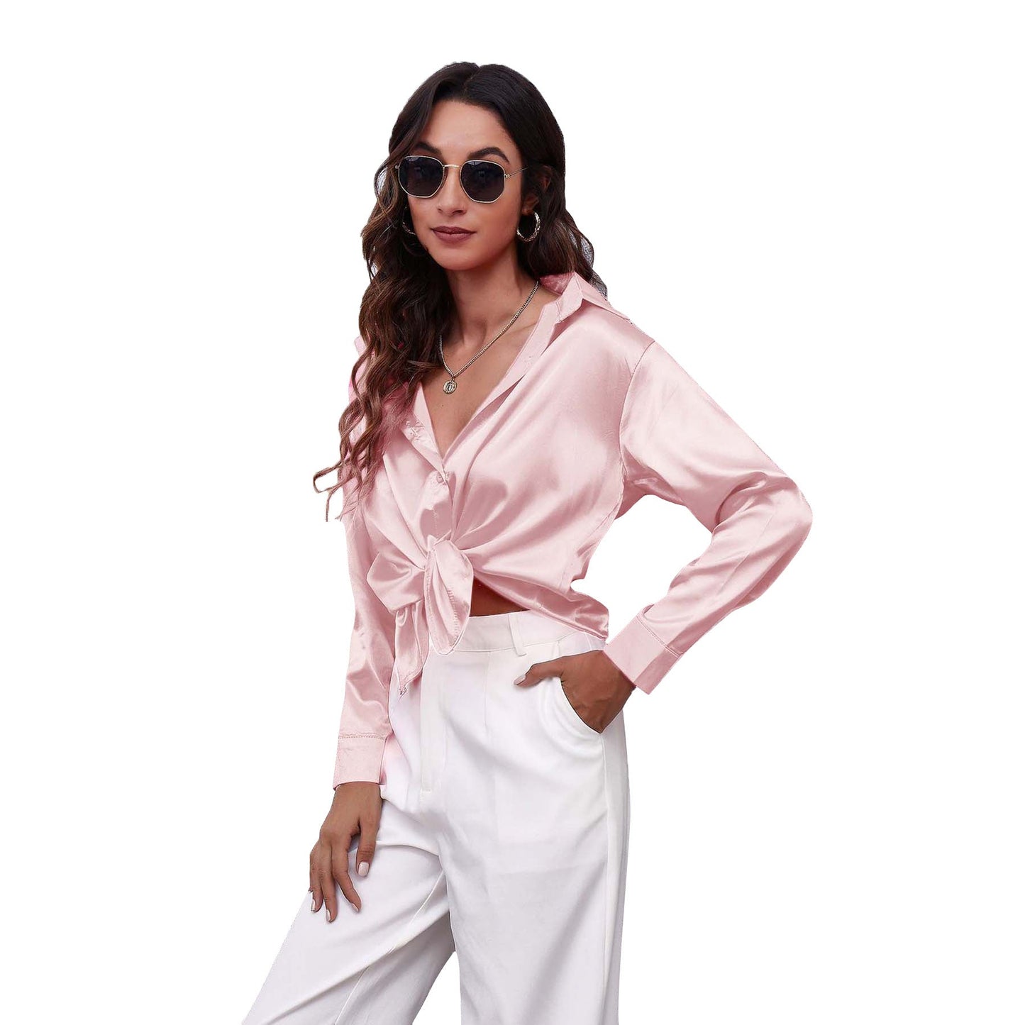 Satin Long-Sleeve Shirt Colouronova