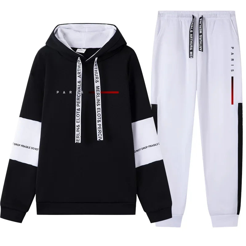 Autumn Winter Mens Tracksuit Printing Casual Sweatshirts Sportswear Sports Jogging Mens Clothing Single Piece Hoodie Pants 2025 - Colouronova