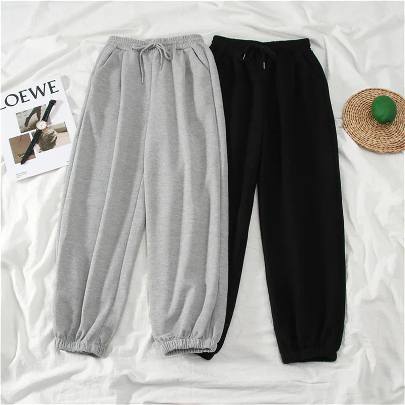Women Solid Sweatpants Autumn Baggy Fashion Oversize Sports Pants Winter Joggers - Colouronova