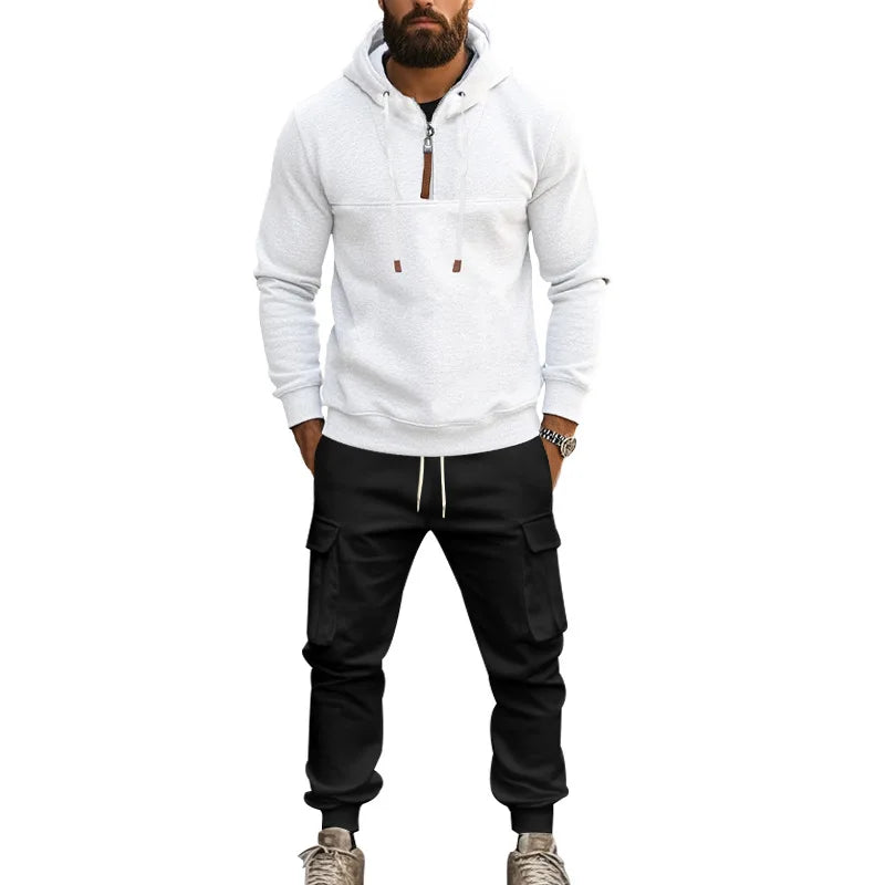 Men's Loose Hoodie Set with Thickened Casual Jacket and Long Pants for Autumn and Winter ensembles de sport deportes - Colouronova