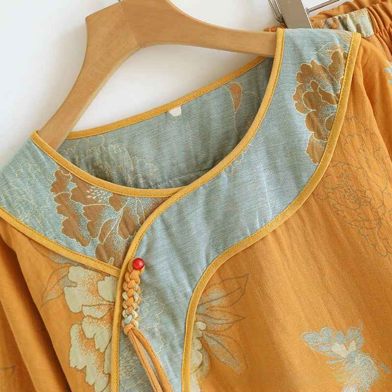 Chinese Style Cotton Pajamas Set