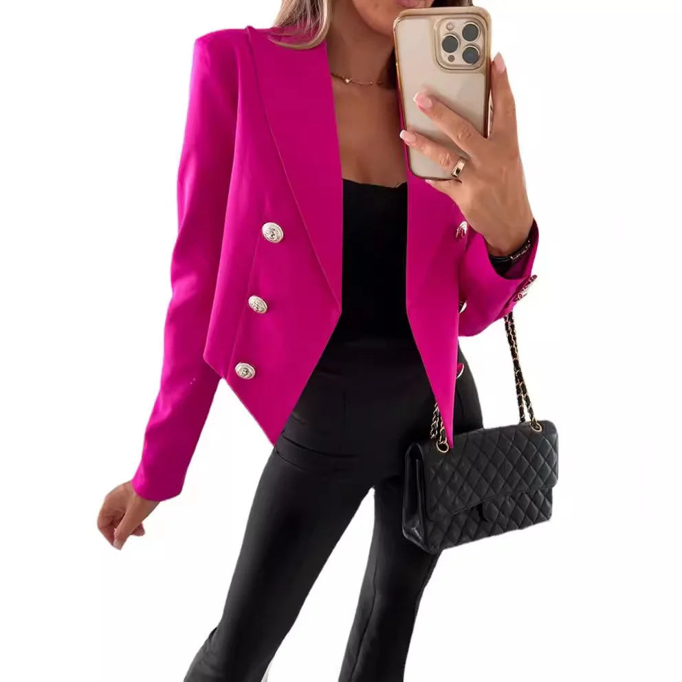 Women Autumn Winter Coat Jacket Solid Color Button Turndown Collar Long Sleeve Casual Fashion Elegant Comfortable Regular Fit - Colouronova