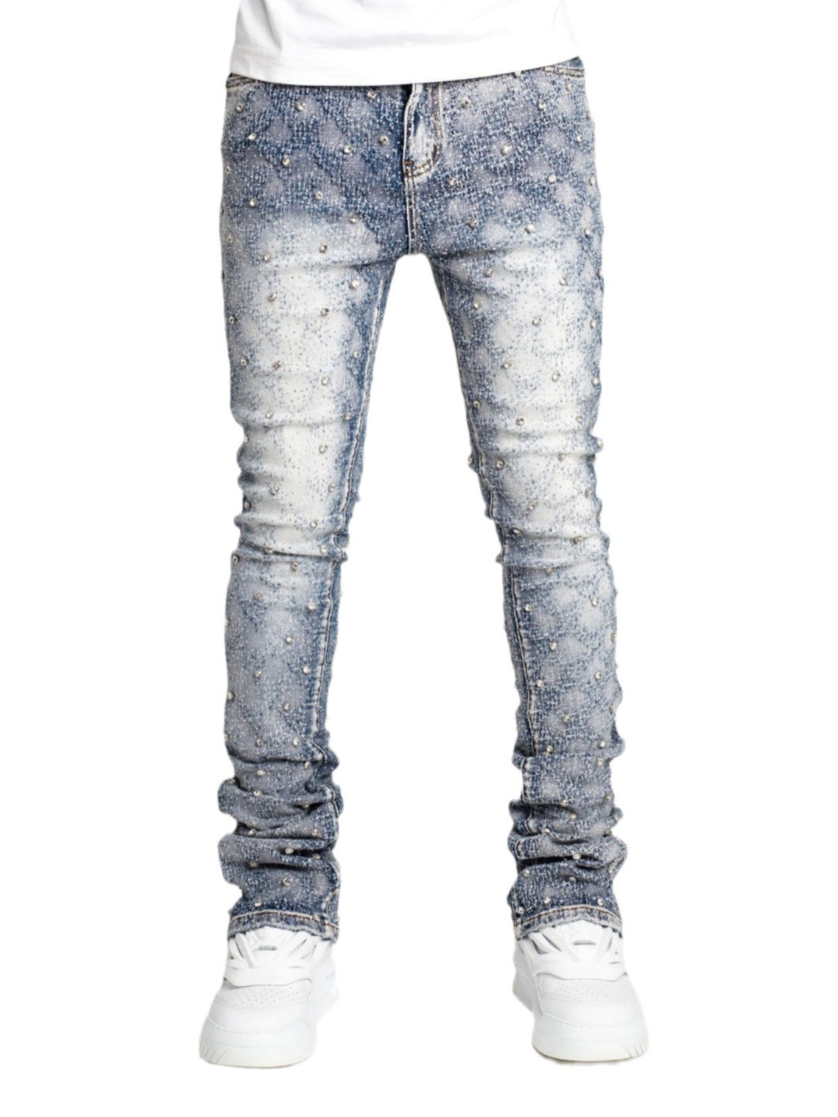 Stretch pearl layered jeans Colouronova