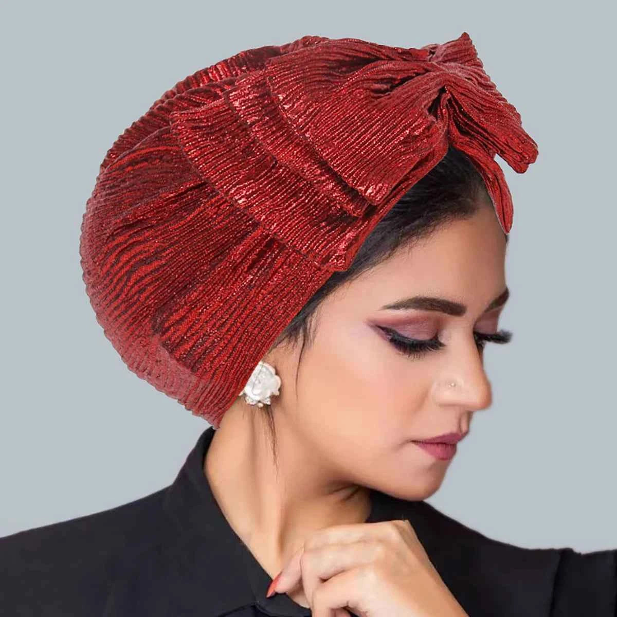 New Fashion Bow Women's Hijab Solid Color Muslim Ladies Turban Bonnet Soft Elastic Head Wrap Head Scarf Indian Hats