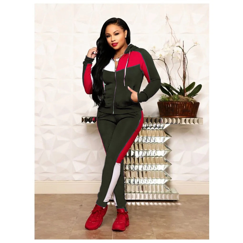 Women Two Piece Set Tracksuit Pant Sets Hooded Zipper Sport Sweatshirts Y2k Pencil Pants Jogger Suits Autumn Spring Streetwear - Colouronova
