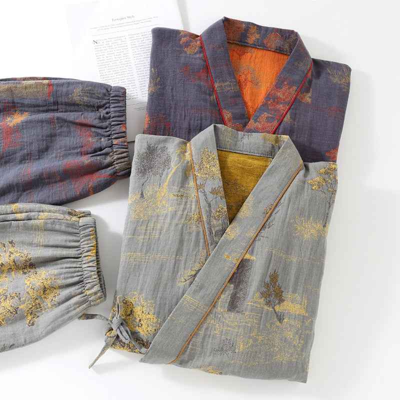 Mens Kimono Style Cotton Pajama Set