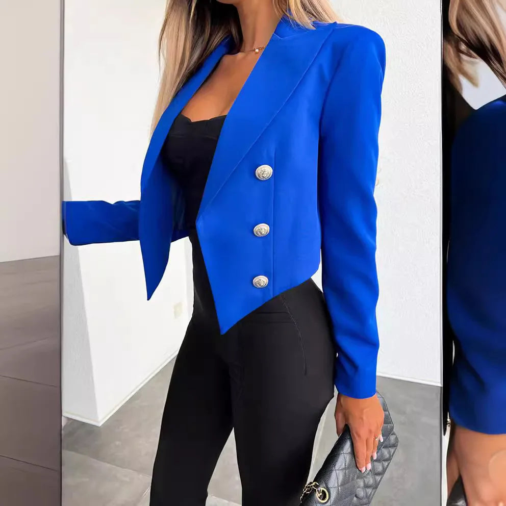 Women Autumn Winter Coat Jacket Solid Color Button Turndown Collar Long Sleeve Casual Fashion Elegant Comfortable Regular Fit - Colouronova