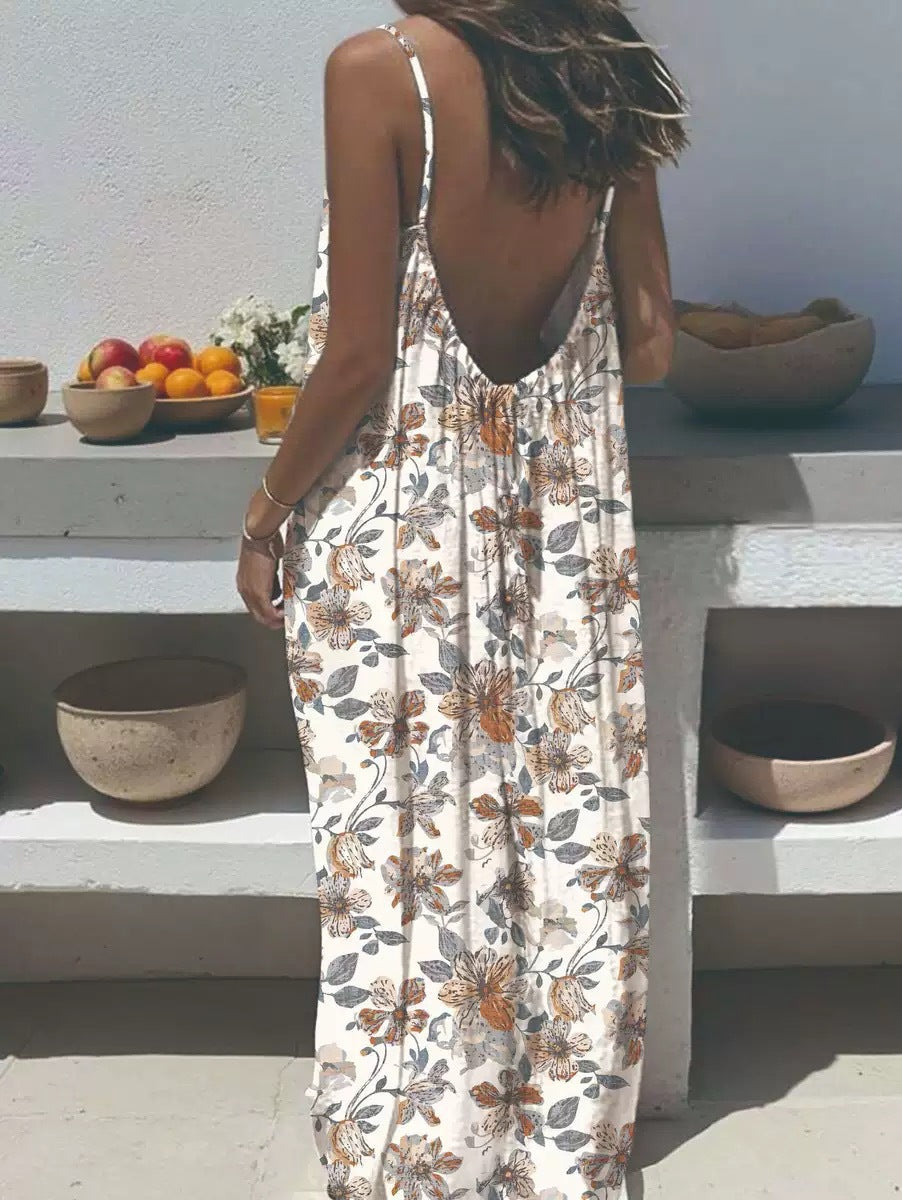 Womens Strappy Backless Maxi Dress Colouronova