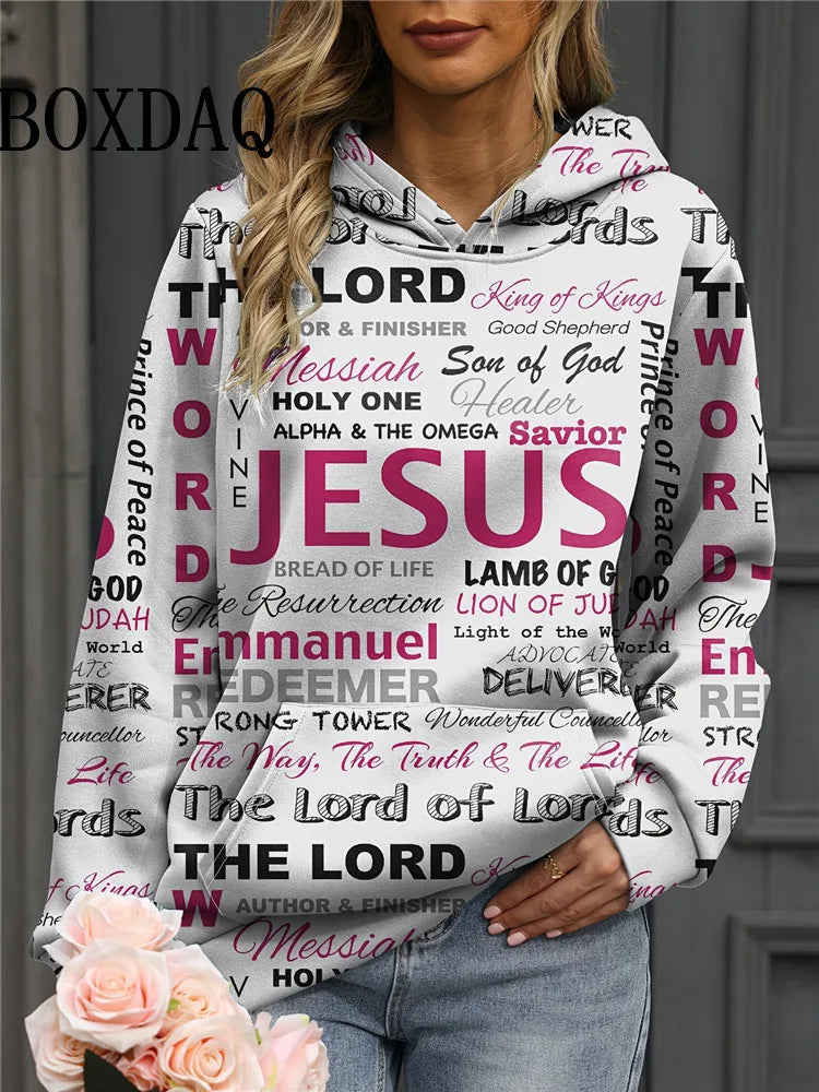 Jesus Christian Hoodies Women Fashion Hoodie Letter Print Sweats Harajuku Coats Women Sweatshirt Gym Pullovers Women's Clothing - Colouronova
