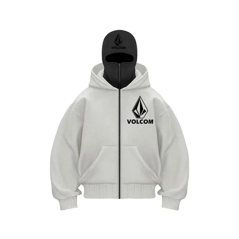 Men's ninja hat casual sportswear for autumn/winter, couple breathable sportswear, men's double hat windproof jacket with face m - Colouronova