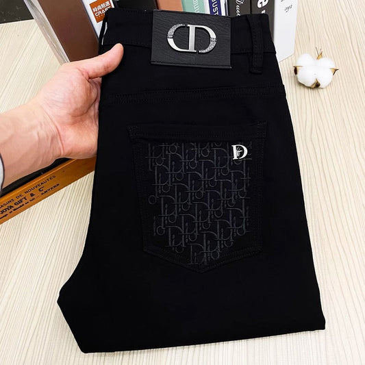 Men's Embroidered Slim-Fit Stretch Jeans Colouronova