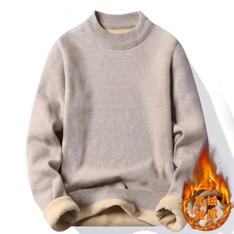 New 2025 Men's Winter Pullovers Casual Solid Color Mock Neck Sweaters Fashion Loose Thickened Warm High-Quality Jumper for Men Colouronova
