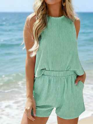 Women Ribbed Vest and Shorts Set