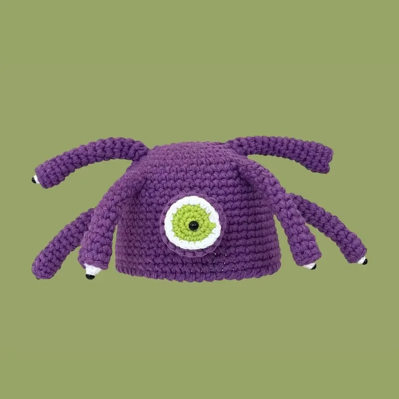 Halloween Green Monster Shrek Style Knitted Hat Funny Cartoon Beanie Cute Strawberry Head Cover Cosplay Party Props for Gifts - Colouronova